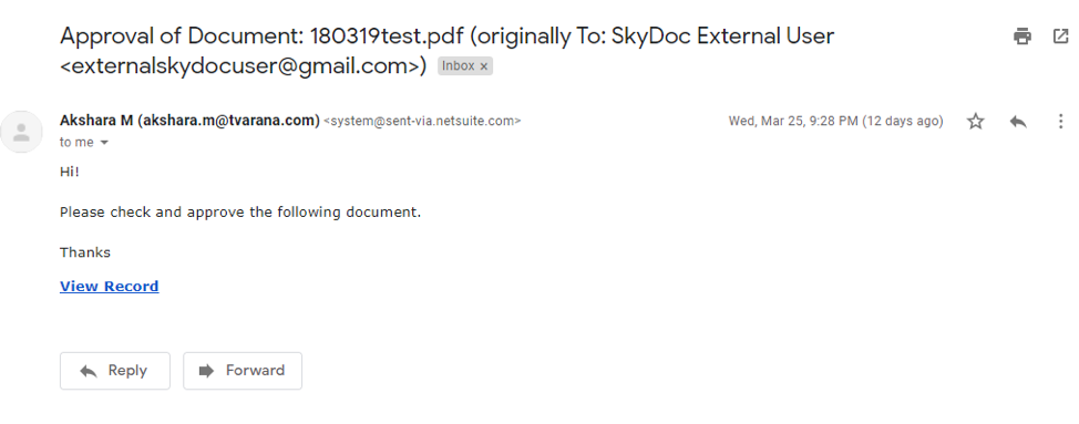 SkyDoc approval process NetSuite