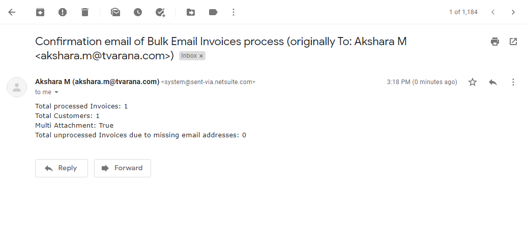 Tvarana Bulk Email Invoices NetSuite